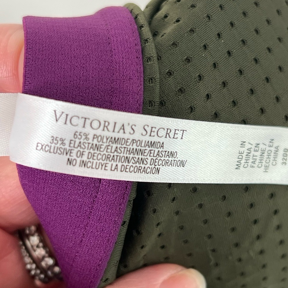 Victoria's Secret VSX Sport Bra Womens 42DD Olive Purple Coral Breathable Active - Picture 9 of 9
